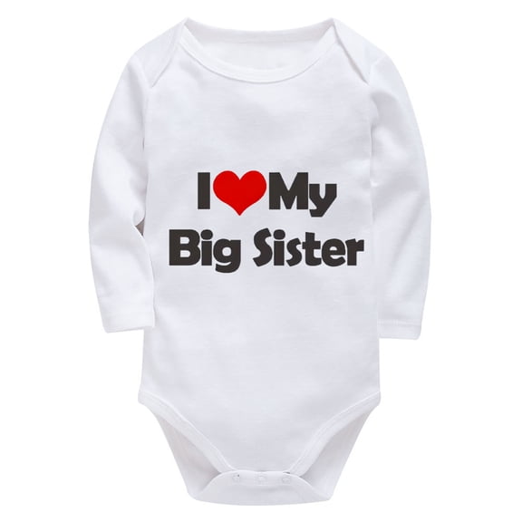 I Love My Sister Newborn Outfit Gender Neutral Long Sleeve Baby Boy Rompers White 3-6 Month Girl Romper