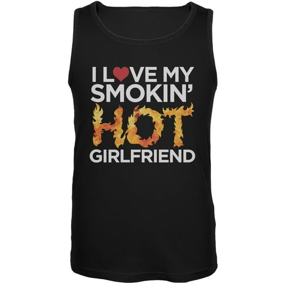 I Love My Smokin Hot Girlfriend Black Mens Tank Top - Small