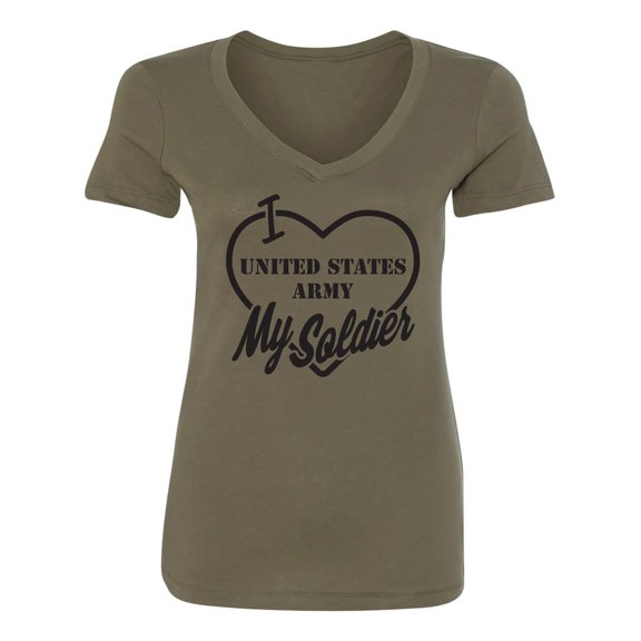 I Love My Soldier (Army) Womens V-Neck T-Shirt