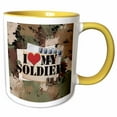 thumbnail image 1 of 3drose, I Love My Soldier, Heart, Helmet, Letters, Boots, Camouflage Design, 11oz Two-tone Yellow Mug, 1 of 6