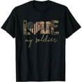 thumbnail image 1 of I Love My Soldier Military Army Wife USA Camour Flag T-Shirt Black Small, 1 of 4