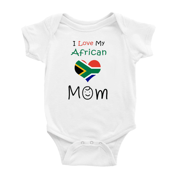 I Love My South African Mom Baby Bodysuit Newborn Clothes Outfits (White, 18-24 Months)