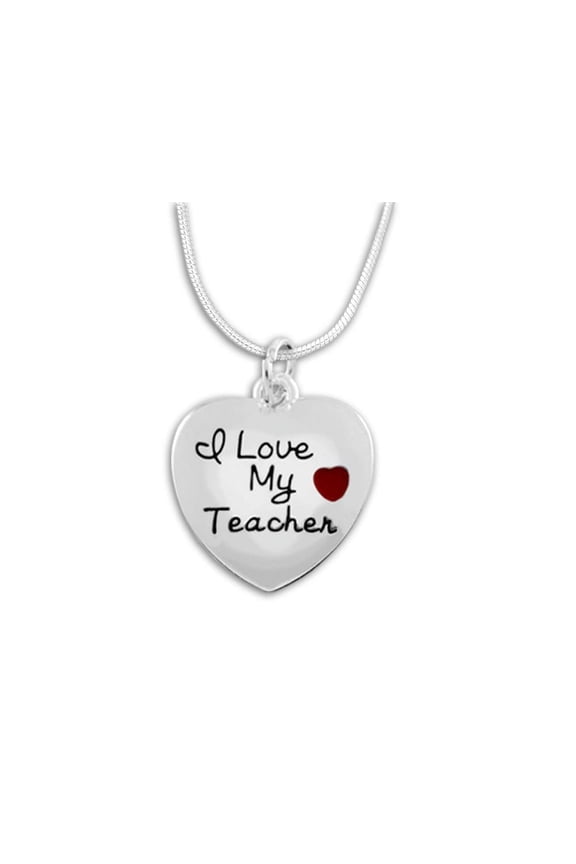 I Love My Teacher Heart Necklaces
