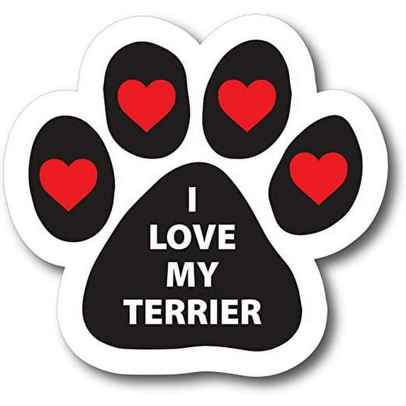 I Love My Terrier Pawprint Car Paw Print Auto Truck Decal 5"