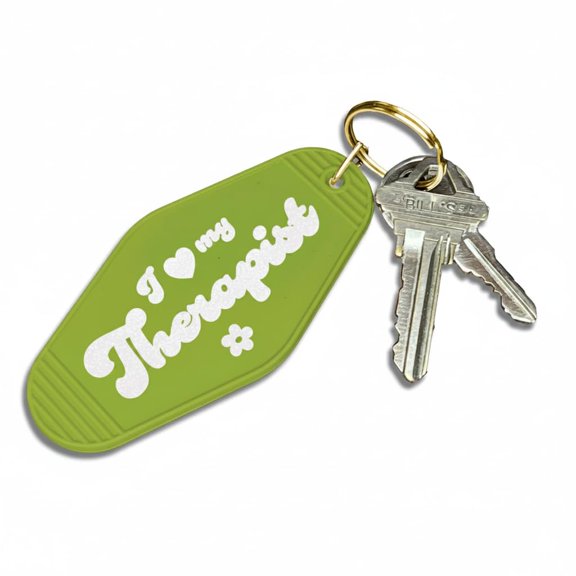 I Love My Therapist | Cute Green Retro Motel Keychain