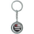 thumbnail image 1 of I Love My Therapy Dogs Stylish Spinning Round Metal Key Chain Keychain Ring, 1 of 1