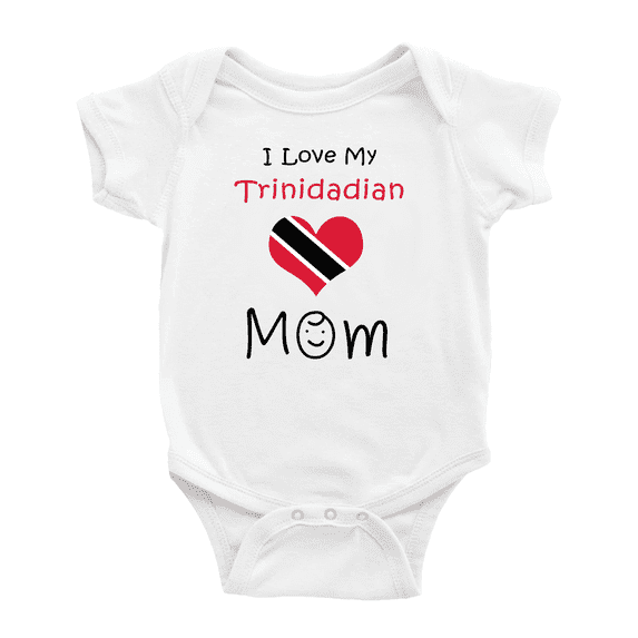 I Love My Trinidadian Mom Cute Baby Bodysuit (White, 18-24 Months)