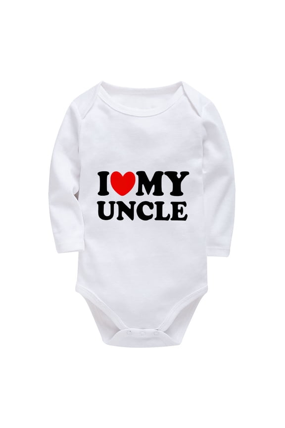 I Love My Uncle Onesie White Long Sleeve Neutral Baby Clothes White Boy Clothes Newborn