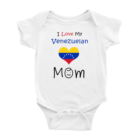 I Love My Venezuelan Mom Cute Baby Bodysuit Newborn Clothes Outfits (White, 12-18 Months)
