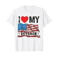 thumbnail image 1 of I Love My Veteran - Vintage American Flag Military Family White T-Shirt, 1 of 5