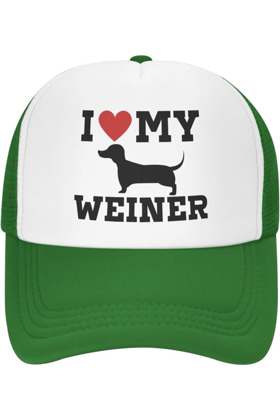 I Love My Weiner Mesh Hat I Love My Weiner Dog Mesh Hat Baseball Cap for Men Women Funny Trucker Hat Black