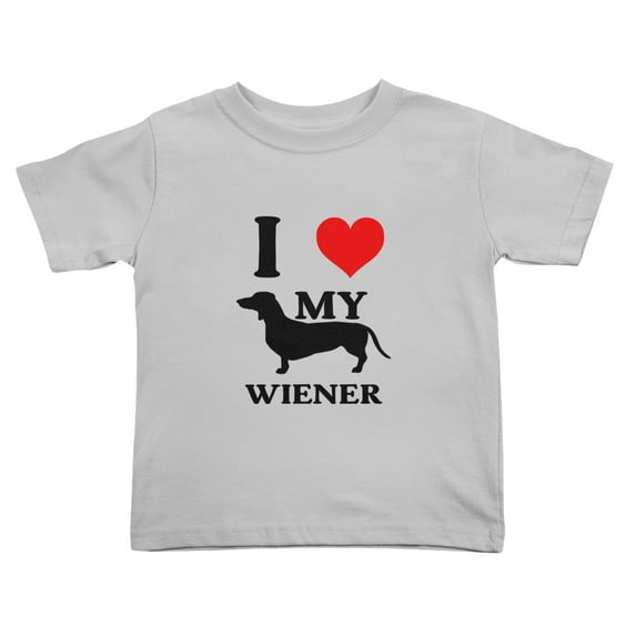 I Love My Wiener Dachshund Dog Cute Toddler T-Shirts for Boys Girls (Gray, 2T)