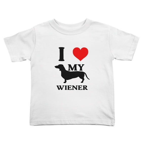I Love My Wiener Dachshund Dog Cute Toddler T-Shirts for Boys Girls (White, Youth XL)