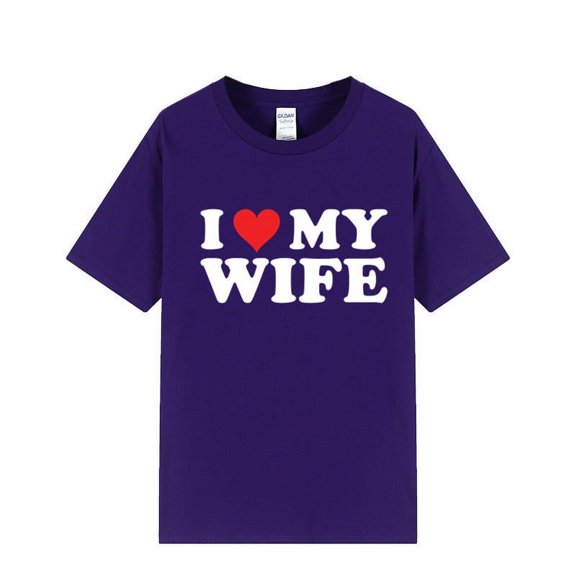 I Love My Wife Husband Lovers Matching T Shirts Couple Love Heart Print Tee Tops Summer Couples Family Party Clothes