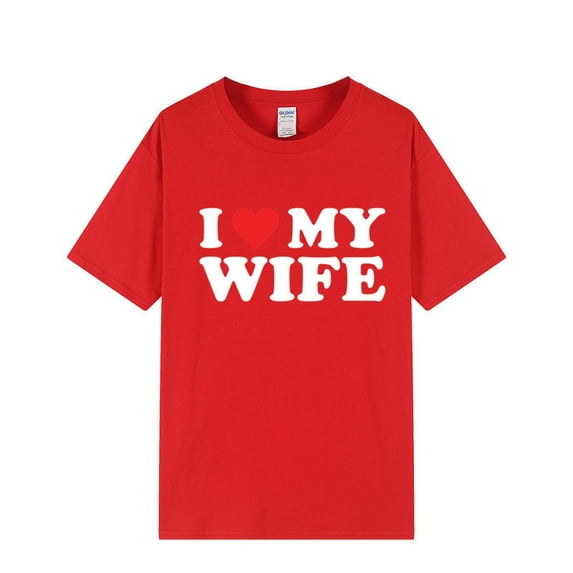 I Love My Wife Husband Lovers Matching T Shirts Couple Love Heart Print Tee Tops Summer Couples Family Party Clothes