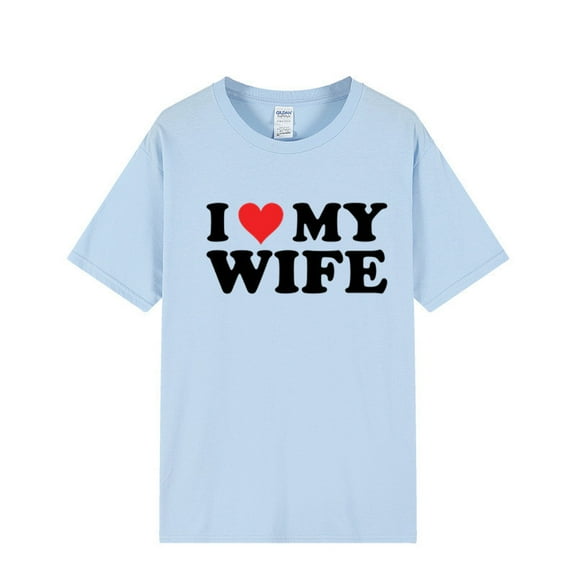 I Love My Wife Husband Lovers Matching T Shirts Couple Love Heart Print Tee Tops Summer Couples Family Party Clothes