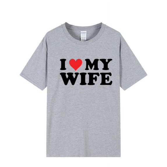 I Love My Wife Husband Lovers Matching T Shirts Couple Love Heart Print Tee Tops Summer Couples Family Party Clothes