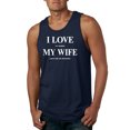 thumbnail image 1 of I Love My Wife Lets Me Go Hunting Hunting Mens Graphic Tank Top, Navy, Large, 1 of 3