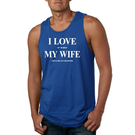 I Love My Wife Lets Me Go Hunting Hunting Mens Graphic Tank Top, Royal, 3XL