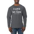 thumbnail image 1 of I Love My Wife Lets Me Go Hunting Hunting Mens Long Sleeve Shirt, Charcoal, Medium, 1 of 3