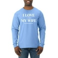 thumbnail image 1 of I Love My Wife Lets Me Go Hunting Hunting Mens Long Sleeve Shirt, Light Blue, Small, 1 of 3