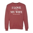 thumbnail image 1 of I Love My Wife Lets Me Go Hunting Hunting Unisex Crewneck Graphic Sweatshirt, Vintage Heather Red, Small, 1 of 3