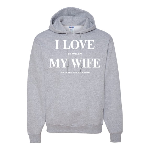I Love My Wife Lets Me Go Hunting Hunting Unisex Graphic Hoodie Sweatshirt, Heather Grey, Small
