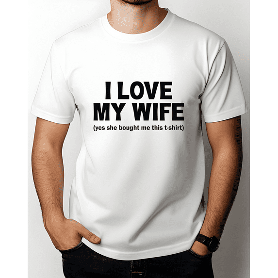 I Love My Wife Men's Graphic Print Short Sleeve T-Shirt For Men 1 Pcs Graphic Tee 100% Heavy Cotton - Comfortable Crew Neck, Soft Tees Casual Tops