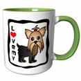thumbnail image 1 of 3drose, I Love My Yorkshire Terrier Yorkie, 11oz Two-tone Green Mug, 1 of 6