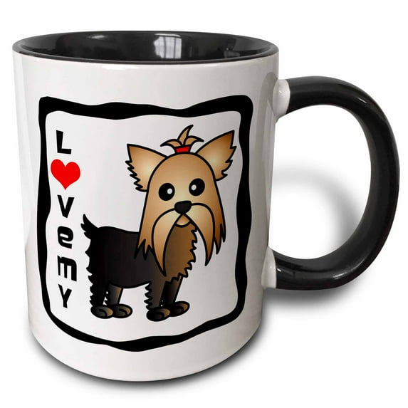 3drose, I Love My Yorkshire Terrier Yorkie, 15oz Two-tone Black Mug