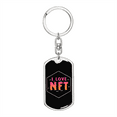 thumbnail image 1 of I Love NFT Crypto Stainless Steel or 18k Gold Premium Swivel Dog Tag Keychain, 1 of 16