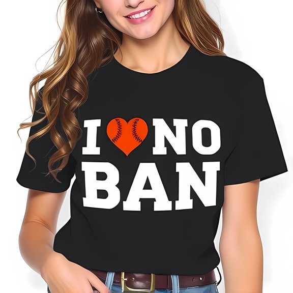 I Love NO Graphic T-Shirt for Sports Lovers - Casual Black Tee with Baseball Design - Youthful Style