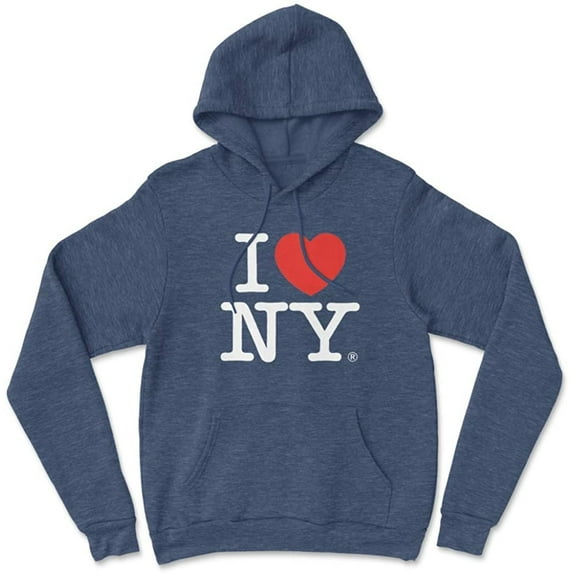 I Love NY Adult Unisex Hoodie Officially Licensed Sweatshirt Heather Denim, Medium