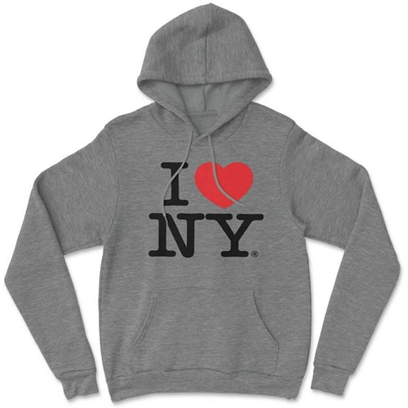 I Love NY Adult Unisex Hoodie Officially Licensed Sweatshirt Heather Gray, Large