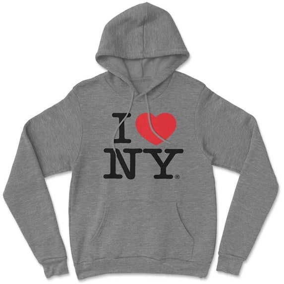 I Love NY Adult Unisex Hoodie Officially Licensed Sweatshirt Heather Gray, Small