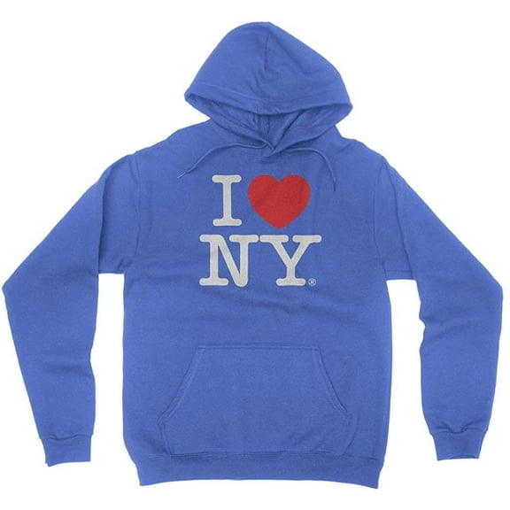 I Love NY Adult Unisex Hoodie Officially Licensed Sweatshirt Royal Blue, Large