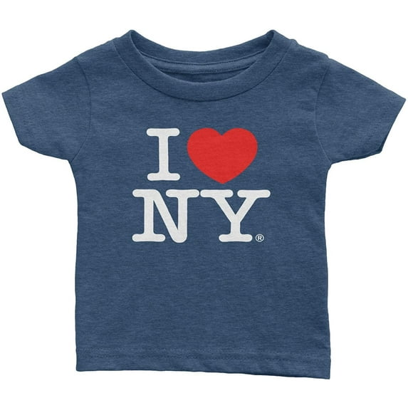 I Love NY Baby Tee Infant T-Shirt Officially Licensed Heather Denim, 6M