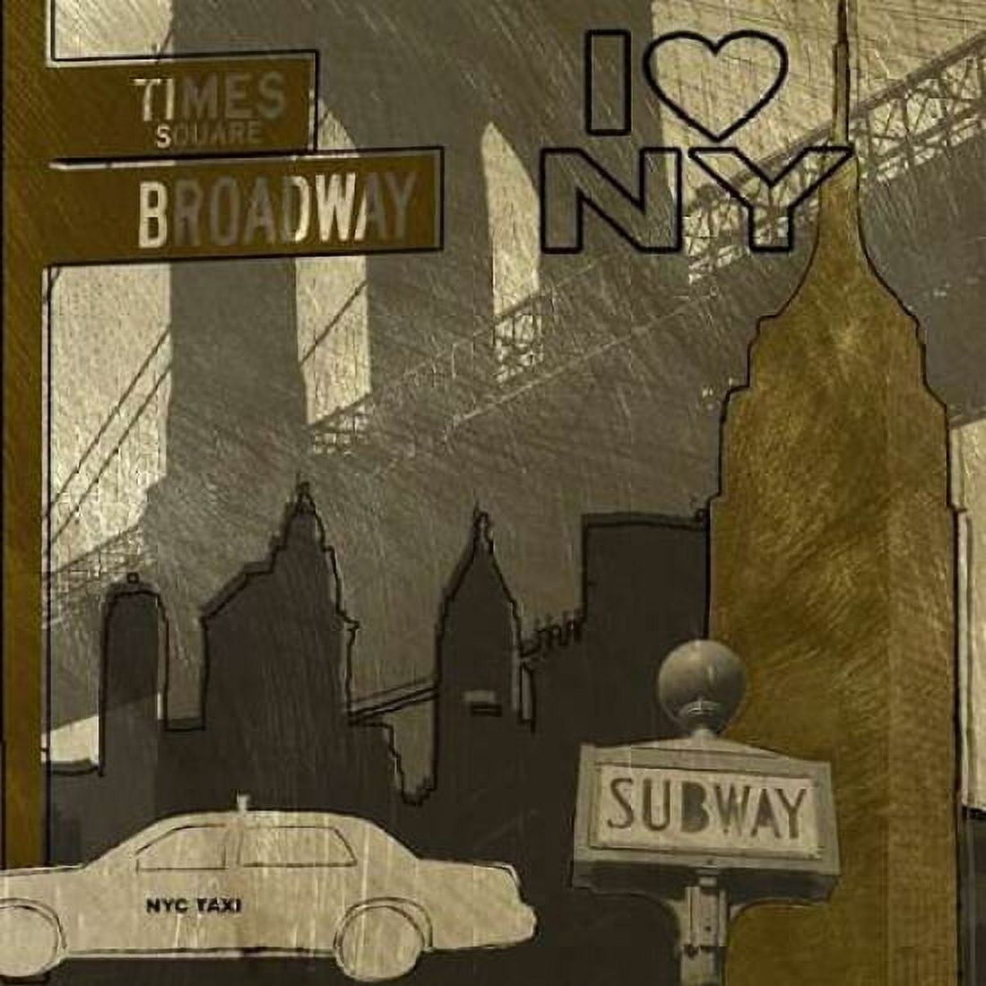 I Love NY In Gray Canvas Art - Katrina Craven (24 x 24)