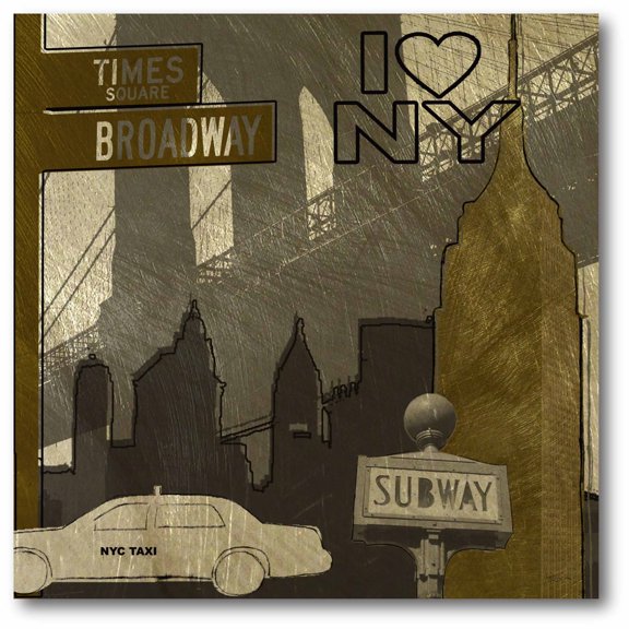 I Love NY In Gray Gallery Wrapped Canvas Wall Art