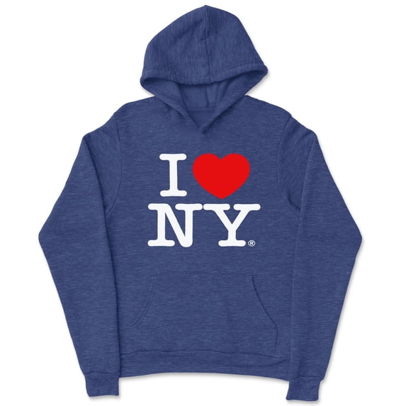 I Love NY Kids Hoodie Officially Licensed Sweatshirt Youth Heather Denim, Large