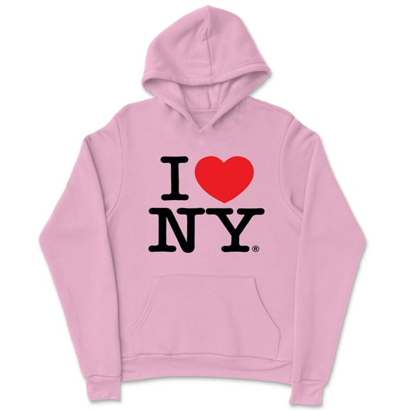 I Love NY Kids Hoodie Officially Licensed Sweatshirt Youth Pink, XS