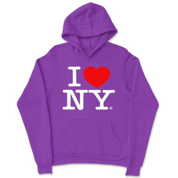 I Love NY Kids Hoodie Officially Licensed Sweatshirt Youth Purple, Small