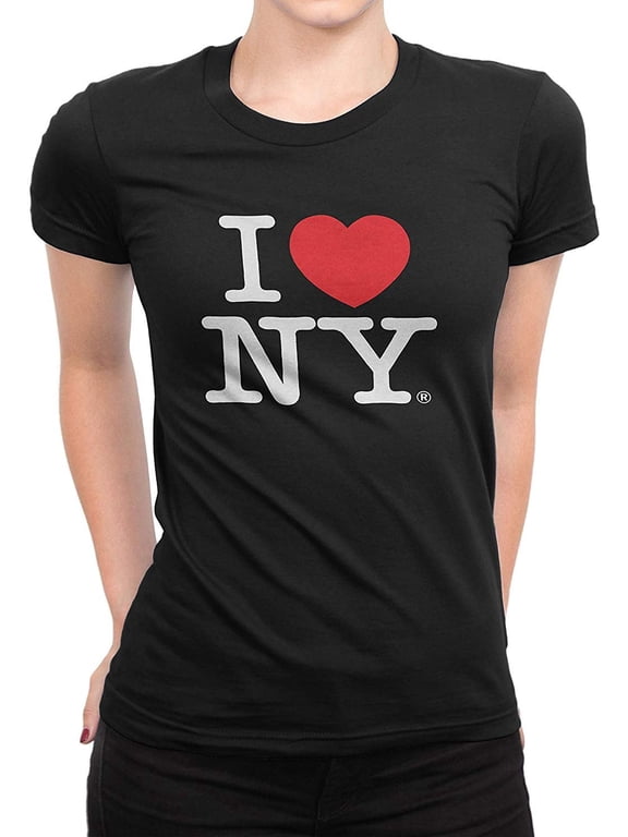 Ladies T-Shirt Crewneck Tee Heart New York Black, Small
