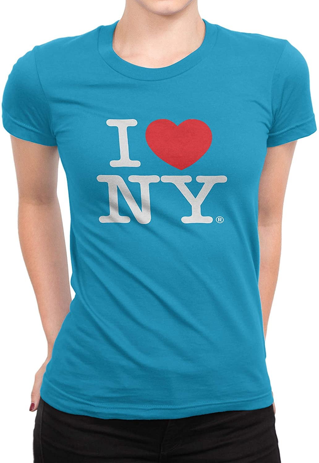I Love NY Ladies TShirt Crewneck Tee Heart New York Turquoise, Medium — free download