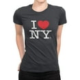 thumbnail image 1 of I Love NY Ladies T-Shirt Light Pink Crewneck Tee Heart New York Charcoal, 2XL, 1 of 3