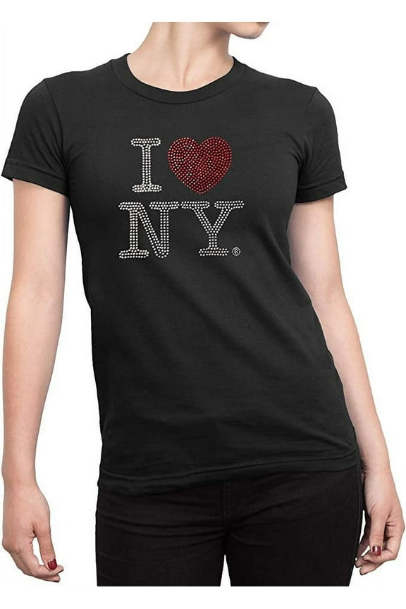 Ladies Tee Rhinestone, Black, Large