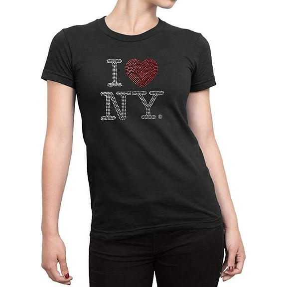 I Love NY Ladies Tee Rhinestone, Black, Large