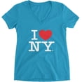 thumbnail image 1 of I Love NY Ladies V-Neck T-Shirt Tee Officially Licensed Turquoise, Medium, 1 of 3