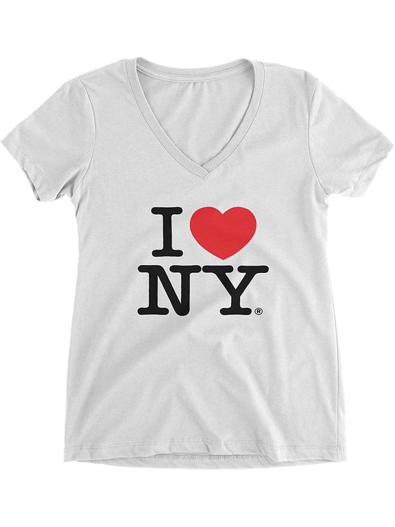 Ladies V-Neck T-Shirt Tee Officially Licensed White, Large
