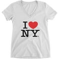 thumbnail image 1 of I Love NY Ladies V-Neck T-Shirt Tee Officially Licensed White, Small, 1 of 4
